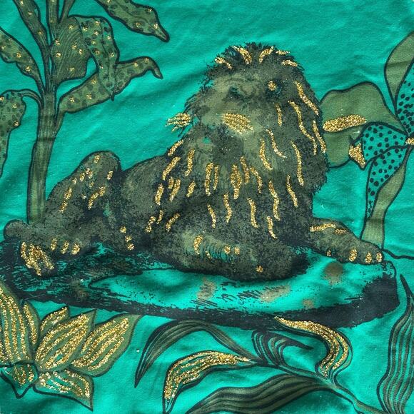 Womens Sweatshirt Size Large Gold Glitter Lion Ugly Sweater Vintage - Picture 4 of 9